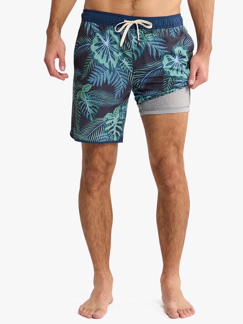 FAIR HARBOR ‘Anchor Trunk’ Swim Shorts In Evergreen Leaf Print